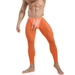 Calça calças de malha respirável homens esportam leggings sexy mass de compressão