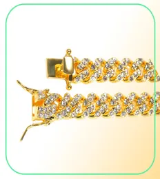 Jóias de hip -hop de 12 mm Cadeia de link cubano Chain de colar de ouro para homens Diamond Iced Out Alloy Corrents Austriano Rhinestone 7169255