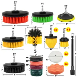 31 Pcs Drill Cleaning Brush with Scrub Pads Sponge Extend Attachment for Glass Polishing Sealing Glaze Waxing Various Paints