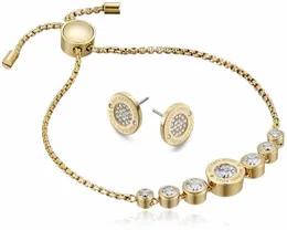 New Designer Rose Silver18K Gold Fashion Flower Crystal Adjustable Slider Ladies Bracelet For Women Jewelry Beautiful Gift Withou6523407