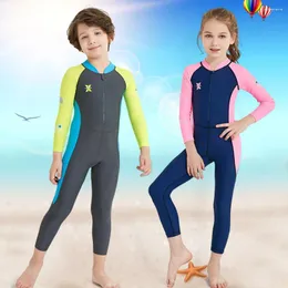 Women's Swimwear Children Diving Protection Clothes Long-Sleeved One-piece Snorkeling Surfing Swimsuit With Zipper Durable Water Sports