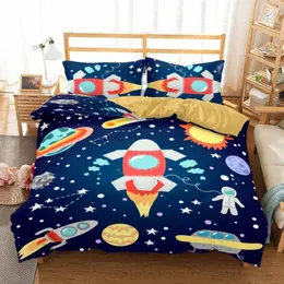 Bedding Sets Cartoon Kids Duvet Covre Conjunto 3D Dinos impressos Letters de avião Robôs Infantil Bedroom Roupa única dupla dupla gêmea