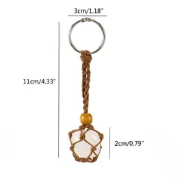 DIY Keychain inacabado Macrame String String cordão de chaveiro Cristal Stone Stone Cage Keyring Jóias exclusivas fabricando artesanato
