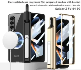 Magsafe Samsung Galaxy Z Fold 4 Case Zırh Kalem Kutusu Menteşe Koruyucu Film Kapağı 3871669