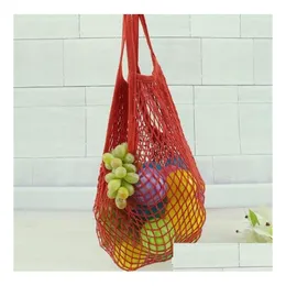 Storage Bags Mesh Shop Bag Reusable String Fruit Handbag Totes Women Net Woven Grocery Tote Drop Delivery Home Garden Housekee Organi Dh870