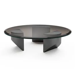 북유럽 크리에이티브 투명 커피 테이블 둥근 유리 쐐기 테이블 거실 빈티지 미니스트 티 테이블 디자인 홈 가구