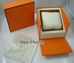 Wysokiej jakości pomarańczowe pudełko zegarek całe oryginalne męskie pudełko zegarkowe z kartą certyfikowania Papierowe torby H Box Puretime311o8507664