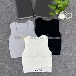 U Neck Sport Top Women Letter Jacquard Vest Sticked T Shirt Gym Fitness Wear Outdoor Breatble Tanks