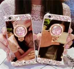 Luxo Crystal Rhinestone Bling Diamond Glitter Mirror Case para Samsung S20 S7 S8 S9 Plus S10 Noet 10 Caso Ring Stand Cover4623198