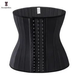 Sweatshirts Black Cream 3 Hook and Eye 25 Steel Booned LaTex Waist Trainer Fas حزام بحرارة الخصر بالإضافة إلى حجم الملابس الداخلية للملابس الداخلية