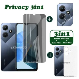 3in1 Full Cover Anti-Spy Screen Protector For infinix Hot 30i Privacy Glass For infinix Smart 7 Tempered Glass Lens Film