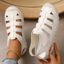 Casual Shoes Women Sandals Summer Genuine Leather Covered Toe Soft Walking Zapatos Mujer Plataforma Big Size 35-43