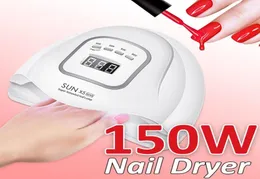 Sun X5 Max 150W UV LED NAGE LAMPE NAGE TROCKER HELLEN ALLE GELPLOSSEN 10S 30S 60S 99S Smart Light Manicure Kit3117214