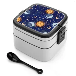 Abendessen Geschirr Sonne und Mond Telefon Hülle Bento Box School Kinder Mittagessen Rechteckige undichtende Behälter Sunandmoon Celestial Stars