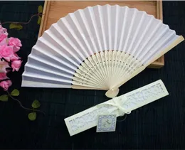 Tanie chińskie imitujące jedwabne fanowie ręki puste fan ślubny na wesela panny młodej gościnne prezenty 50 szt. Na pakiet 8461342
