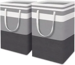 2-Pack Large Laundry Basket 75L Waterproof Freestanding Hamper Collapsible Tall Clothes Hamper with Extended Handles for Home