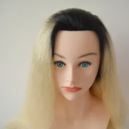 人間のヘアトレーニングのためのハイグレード人形の頭24 "髪型マネキンヘッドダミー人形ブロンドヘアトレーニングヘッド肩付きヘアトレーニングヘッド