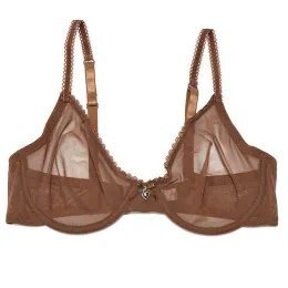 Felpe Yandw Brown Bras Mutandine Vendita a maglia trasparente separata See attraverso donne elastiche sexy lingerie grande più taglie bh set 3 colori