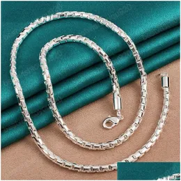 Kedjor 925 Sterling Sier 4mm Box Chain Necklace For Man Women Fashion Wedding Charm Party Jewelry Drop Delivery Halsband Pendants DHC14