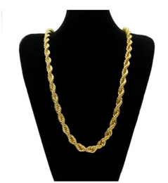 Ketten Halsketten Anhänger Schmuck 10 mm dicke 76 cm lange Seile ED Kette 24k Gold plattiert Hip Hop Halskette für Herren Drop del4345978