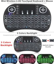 Teclado para jogos i8 Mini mouse sem fio 24g Mão de mão Touchpad Bateria recarregável Battery Air Mouse controle remoto com 7 cores 1201379