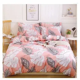 寝具セットガールセットの漫画の葉の漫画の葉のカバーピンク布団カバー柔らかい通気性のある装飾