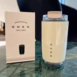 SMEG 240 ml Milk White Beverage Cup Travel Portable Drinking Rostfritt stål Vakuumläcka Proof Coffee Thermos 240407