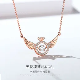 Sterling Silver S925 Angel Wings Smart Clavicle Necklace Design femminile Minority Design Avanzato Feeling Versatile Beating Heart