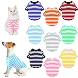 Summer Dog Striped Tshirt Shirt Breattable Pet Apparel Colorful Puppy Sweatshirt kläder för små till medelstora hundar 240412