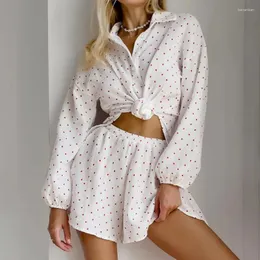 Roupas em casa NHKDSASA Moda Pijama feminino Terme de colarinho de gola virada para baixo