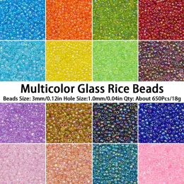 3mm 650pcs MultiColor AB Color Glass Seed Beads Miyuki Small Spacer Rice Beads for Jewelry Bracelet Ring Necklace Making DIY 18g