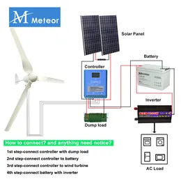 2000 W 12V 24 V 48V Generator turbiny wiatrowej Zasilanie Zestaw systemu magazynowania energii domowej 220V urządzenie domowe z panelem słonecznym