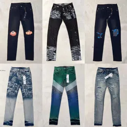 Jeans viola jeans designer uomo jeans jeans magro strappato motociclista snello snello skinny casual jeans pantaloni da uomo pantaloni 277