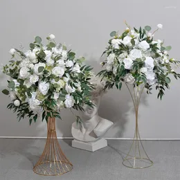 الزهور الزخرفية النباتات الخضراء كرات الورد ترتيب شمعدان مركز المركز قطعة زفاف الزفاف ترتيب