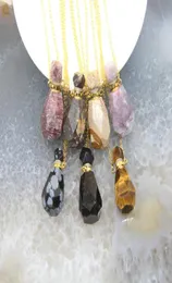 Takılar Doğal Obsidiyen Yüzlü Parfüm Şişesi Kolyeler Kolye Turmalin Kuvars Esansiyel Yağ Difüzör Flakon Jewelry8032662