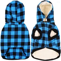 Hundebekleidung Hoodie Blue Plaid abnehmbarer Kapuzenpullover Hemd Haustier Jacke Wintermantel Outfits M Hoodies Supplies