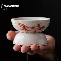 Retro ałun czerwony ganoderma bambus ceramiczny herbata infusor kreatywna herbata sitko herbaty herbaty filtr herbaty na herbatę rzemiosło