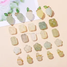 1 Pc Natural Light Green Jade Carved Bead Cat Paw Wealth Square With Hole Bead For Jewlery Making Diy Pendant Necklace Accessory