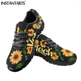 Casual Shoes INSTANTARTS Fashion Women Sneakers Breathable Sunflowers Vet Tech Brand Design Mesh Flats Lightweight For Ladies Girls