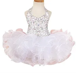 Minchações de Crystal Ruffle Crystal Cupcake Aniversário Meninas Vestido de concurso 2018 Vestido de comunhão Girl Kids Formal Wear Flower Girls Dresses FO4038852