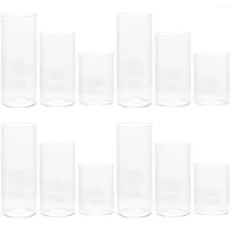 Ljushållare 12 datorer Clear Holder Glass Cup Cover Shades 12x4.7x4.7cm Pelar Candles Transparent