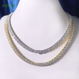 Примолаживание хип -хоп сеть рэппер VVS Moissanite Tennis Link Ожерелье Sier K Gold Fine Jewelry