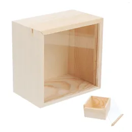 Подарочная упаковка деревянная хранение прозрачная крышка контейнер декоративная коробка.