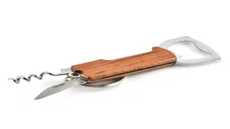 Opener Holzgriff Flaschenöffner Keychain Messer -Schmorde -Doppelte -Korkenzieher Edelstahl Key Ring Öffnen der Werkzeuge BC B6382967