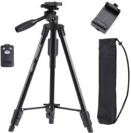 Tripods YUNTENG VCT 5208 Aluminum Tripod Phone Tripod with Bluetooth Remote + Clip for Camera Smart Phone
