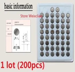 200pcs 1 partia CR1220 3V Lit -Li Button Cell Akumulatory