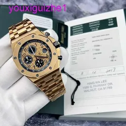 Ostatni AP WID WATK Royal Oak Offshore Series 26470or Gold Shell Gold Band Chronograph Mens Watch 18K Rose Gold Materiał 42 mm