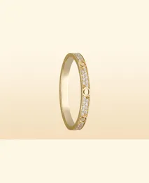 Mały model Slim Love Wedding Pierścień dla kobiet mężczyzn 316L Tytanium Steel Full CZ Paved Designer Jewelry Aneis Anel Bague Femme Cl3154559