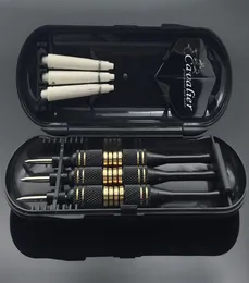 3PCSSet Professional Darts Carry Box 24G 25G Black Golden Color Steel Tips Dart med mässing Dartsaft4990073