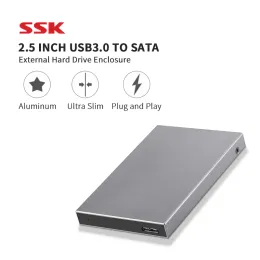 Gehege SSK HDD -Hülle 2,5 Zoll SATA zu USB 3.0 Adapter -Festplattengehäuse SSD HDD -Hülle Festplattenbox HDD -Gehäuse Eisengrau HEV600